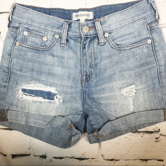 Madewell Distressed light blue Jean Shorts Size 24 - Picture 4 of 6